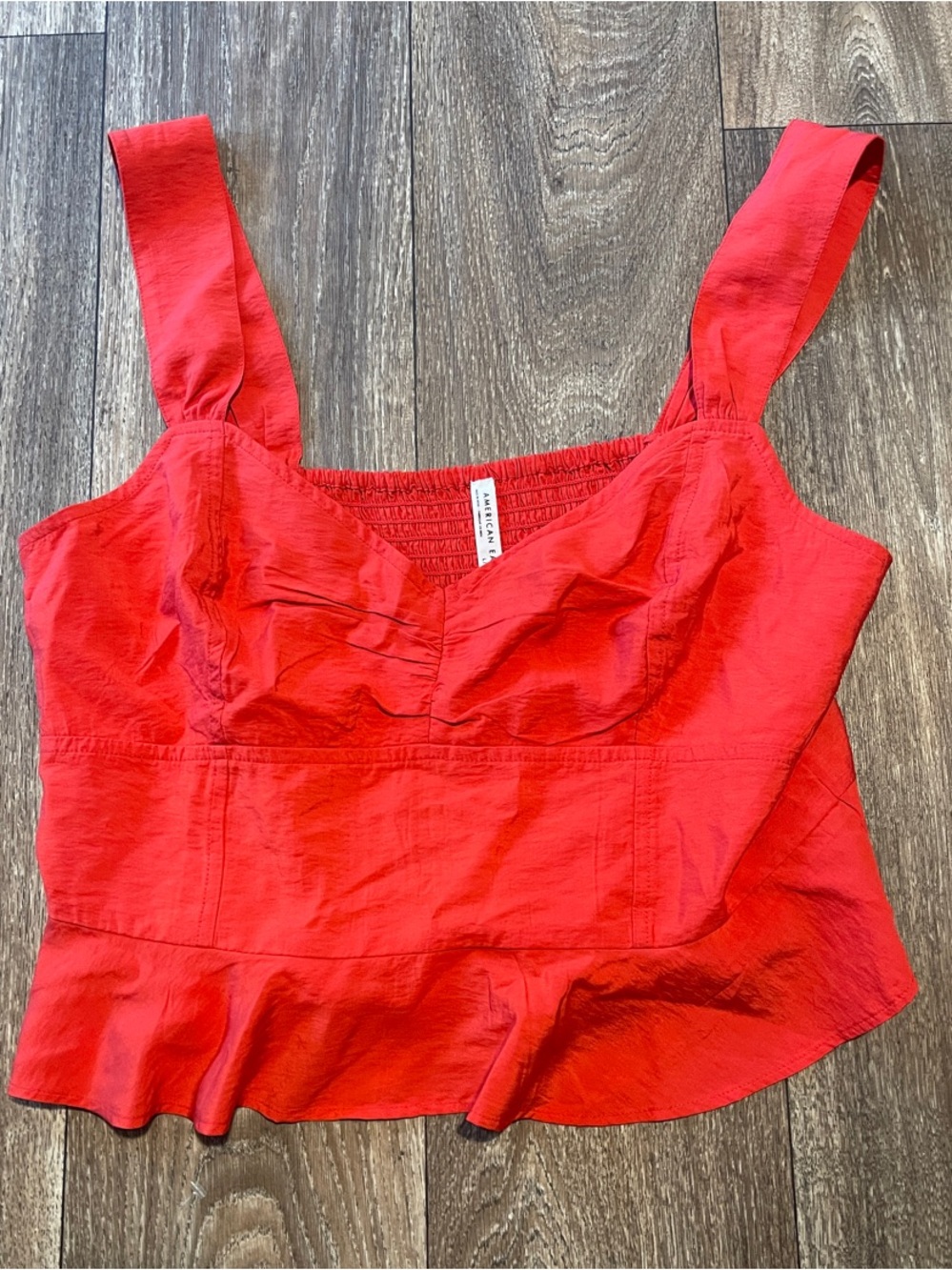 NWT American Eagle Women's Red Sleeveless Peplum Crop Top